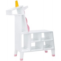 Biblioteca alba Unicorn White/Pink Teamson pentru copii din lemn MDF Biblioteca alba Unicorn White/Pink Teamson pentru copii din lemn MDF